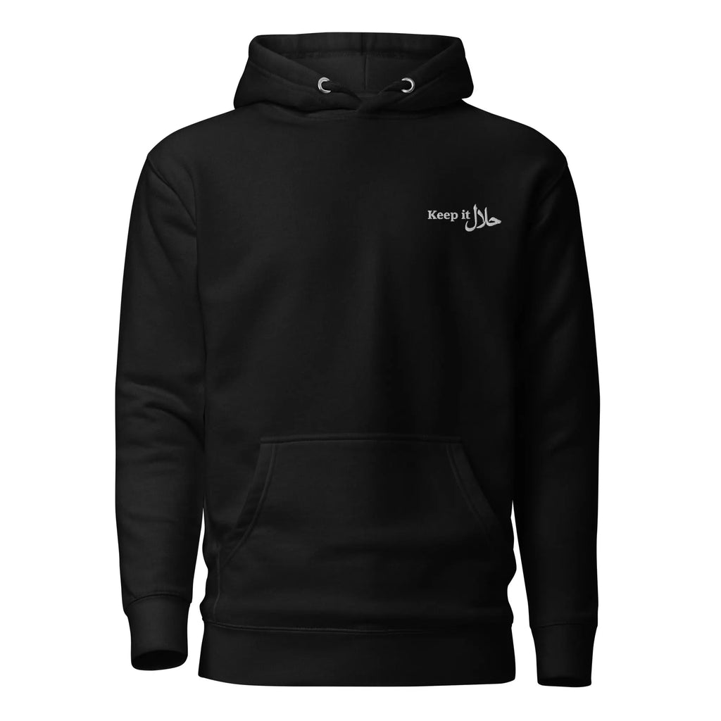 Unisex Hoodie in Schwarz mit modernem Logo-Print – weicher Pullover für Freizeit und Streetwear.