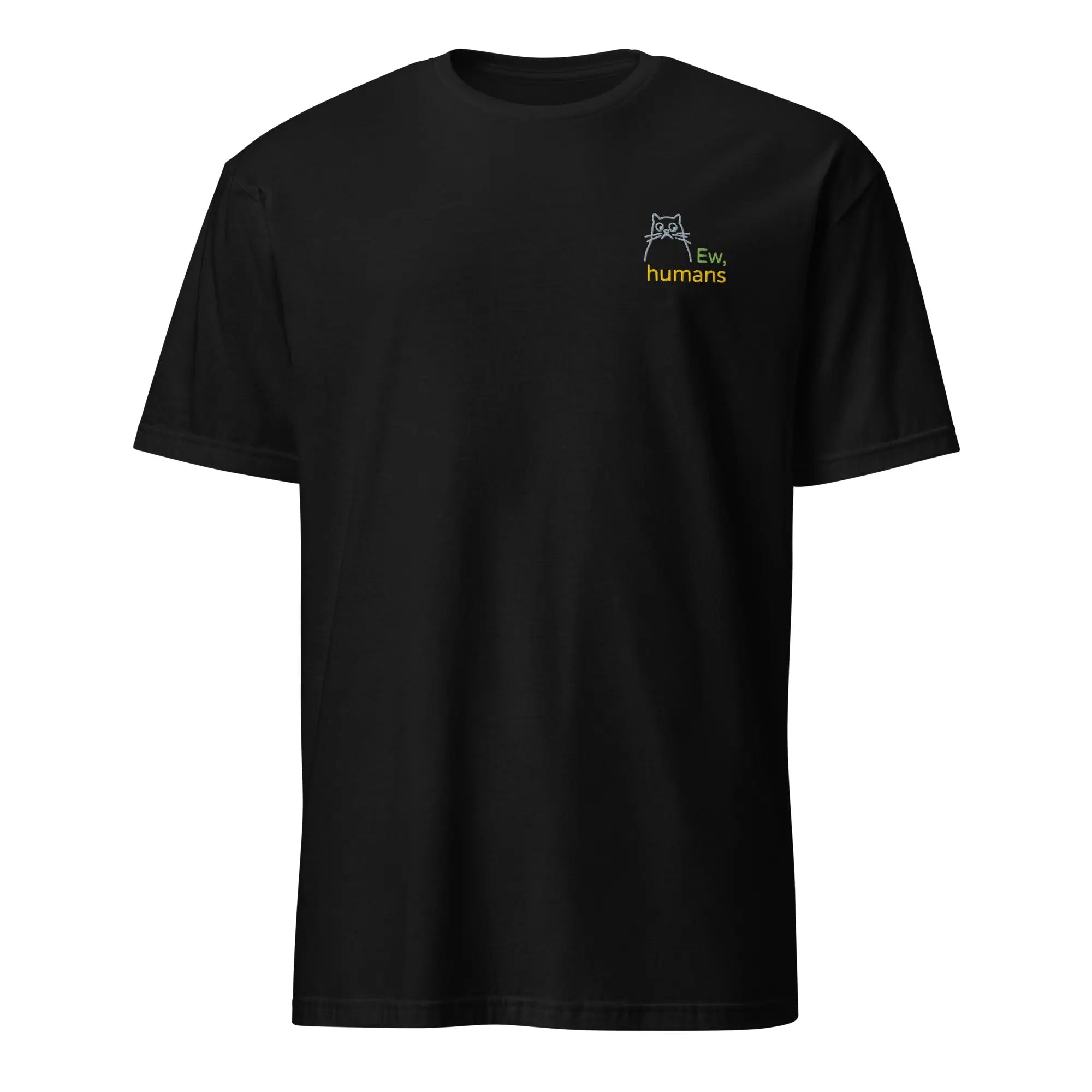 Schwarzes Kurzarm Unisex T-Shirt mit Logo – klassisches Baumwollshirt für Alltag und Freizeit.